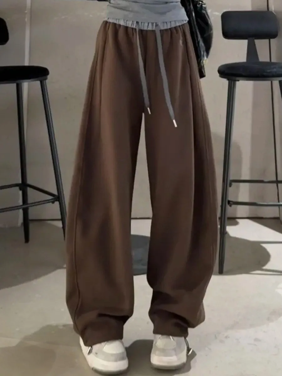الخريف الشتاء عالية الخصر السراويل النسائية المطرزة الحصان نمط المرقعة الصوف مبطن سميكة Sweatpants غير رسمية