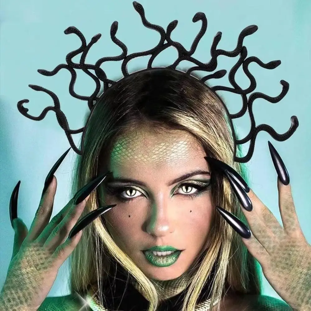 New Colored Halloween headband Greek Mythology Stage Performances Snake Hair Hoop Masquerade Scary Cosplay Prop Party Supplies