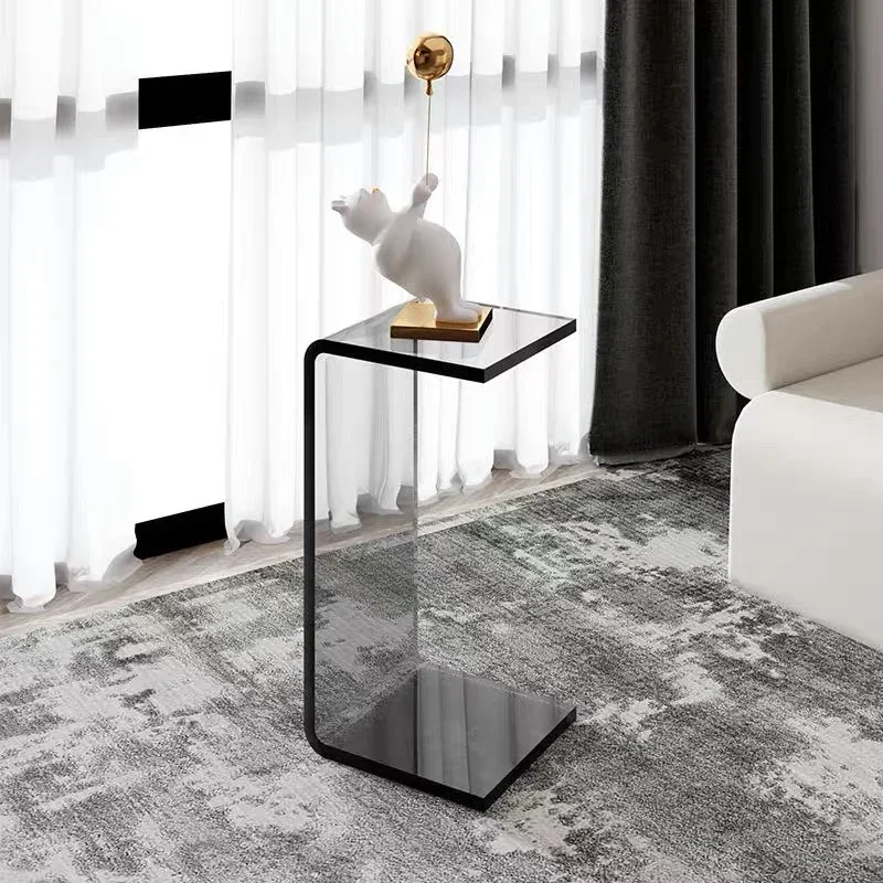 

Luxury acrylic edge sofa small side table simple living room online celebrity bay window coffee table Nordic bedroom transpa