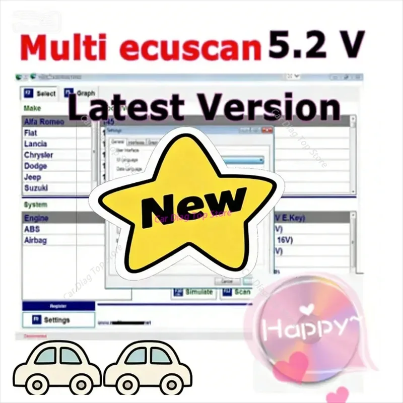 2026 Горячий год! Программное обеспечение Multiecuscan 5.2 для Fiat. Программное обеспечение для сканера Multiecuscan V5.2 для Fiat/Chrysler/Dodge/Jeep/Suzuki.