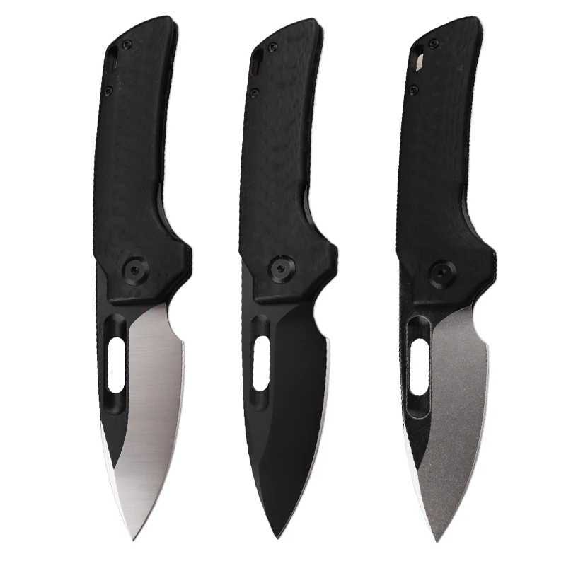 New cross-border camping survival D2 steel carbon fiber and G10 handle multifunctional fruit EDC folding tool knife