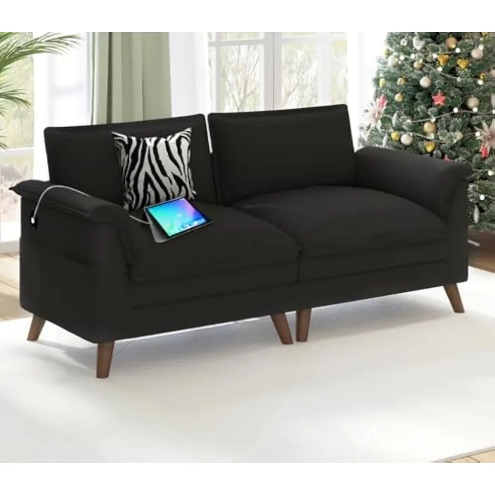

62" Loveseat Cloud Couch with USB ＆Type-C Port, Storage Pockets Small Loveseat Sofa for Living Room, Apartment