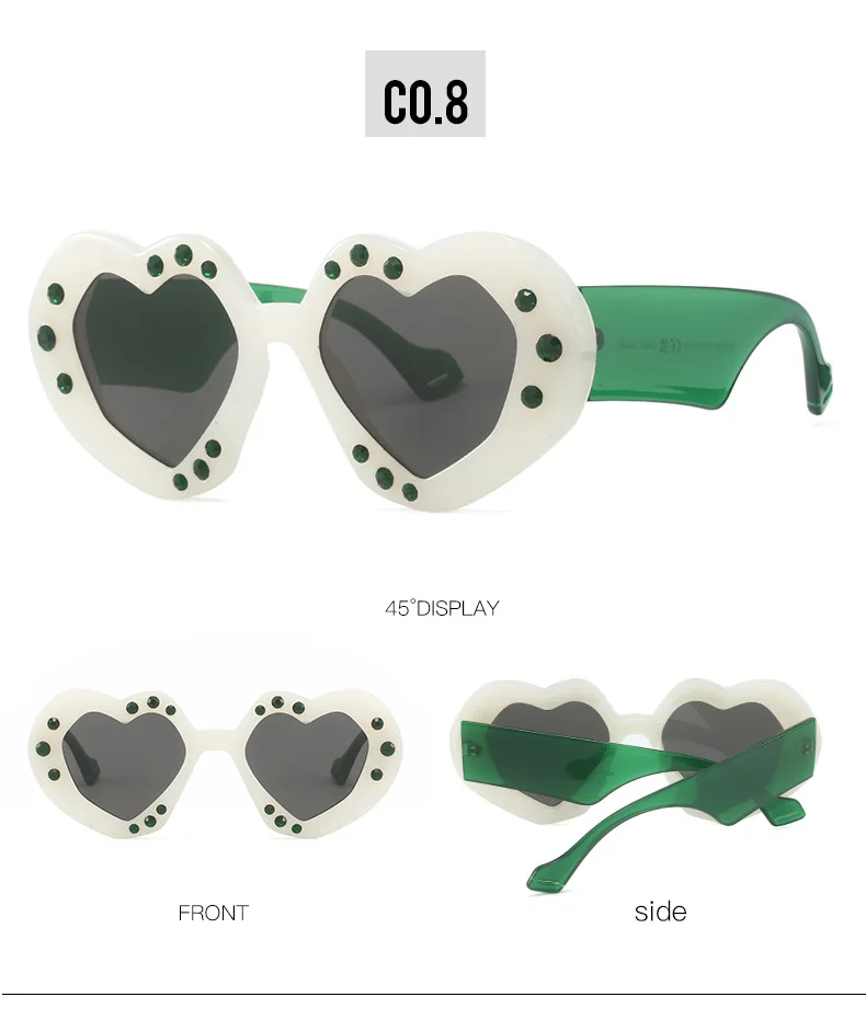 Bunte herzförmige Sonnenbrille Frauen Luxus Diamant übergroße Brille Sonnenbrille weibliche Strass Mode Mode Brillen Okulos – Detail 14