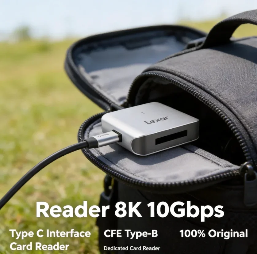 Lexar 510U 8K RAW CFexpress Type B Memory Card Reader 10Gbps USB 3.2 Gen 2 Type C High Speed CFE Reader for Laptop Camera