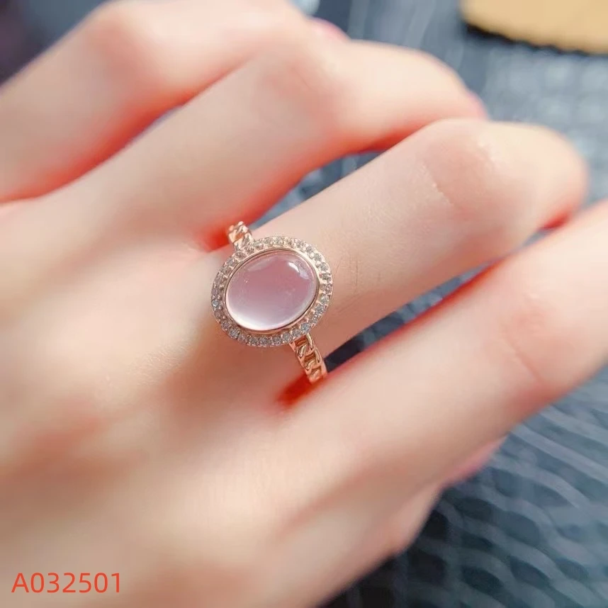 

Fine Jewelry Natural Mozambique Pink Crystal Women's Ring S925 Pure Silver Exquisite Inlaid High Clarity Gems Support Testing