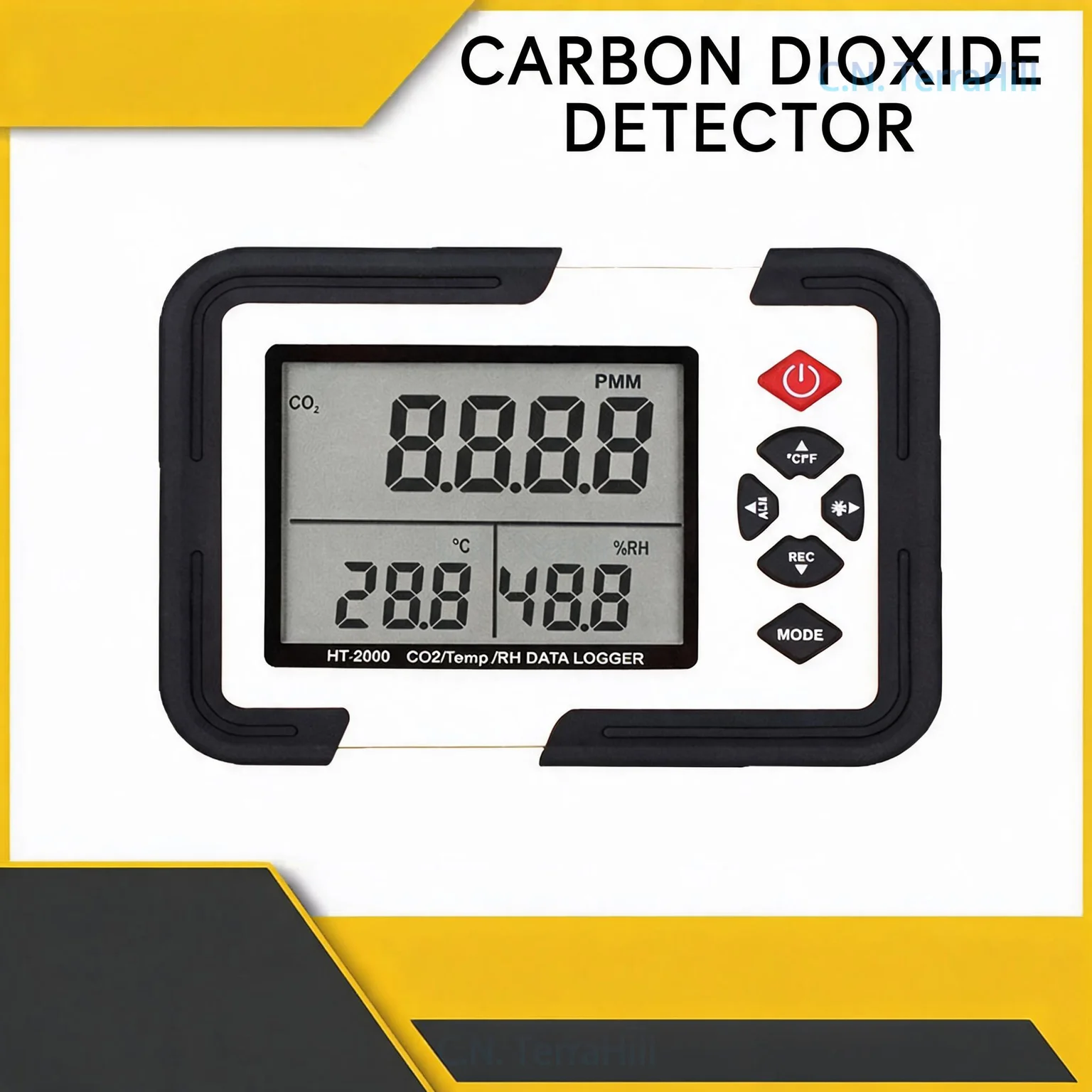 HT-2000 CO2 Monitor with Temperature and Humidity Display, Infrared Sensor Air Quality Detector for Home Office Indoor Use