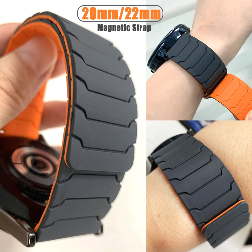 Pulseira magnética de 20mm 22mm para huami amazfit balance 2/bip 6 5 pulseira de laço de silicone gtr 4/3/3 pro 2e/gts 4 mini 3 2 pulseira esportiva