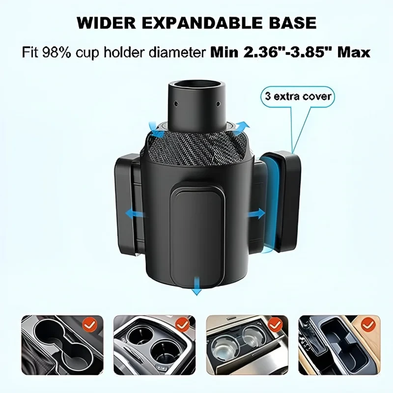 Universeller Getränkehalter-Erweiterer für Auto-Organizer, Adapter und Halterungen, Kompatibel mit 2,56" bis 5,51" Durchmesser – Detail 5