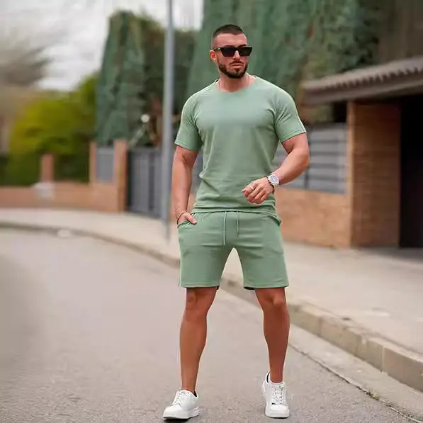 

Summer 2023 Men's Sporty Casual Short Sleeve Shorts Set Two-Piece Suit Lightweight Breathable Comfortable T-Shirt And Pants