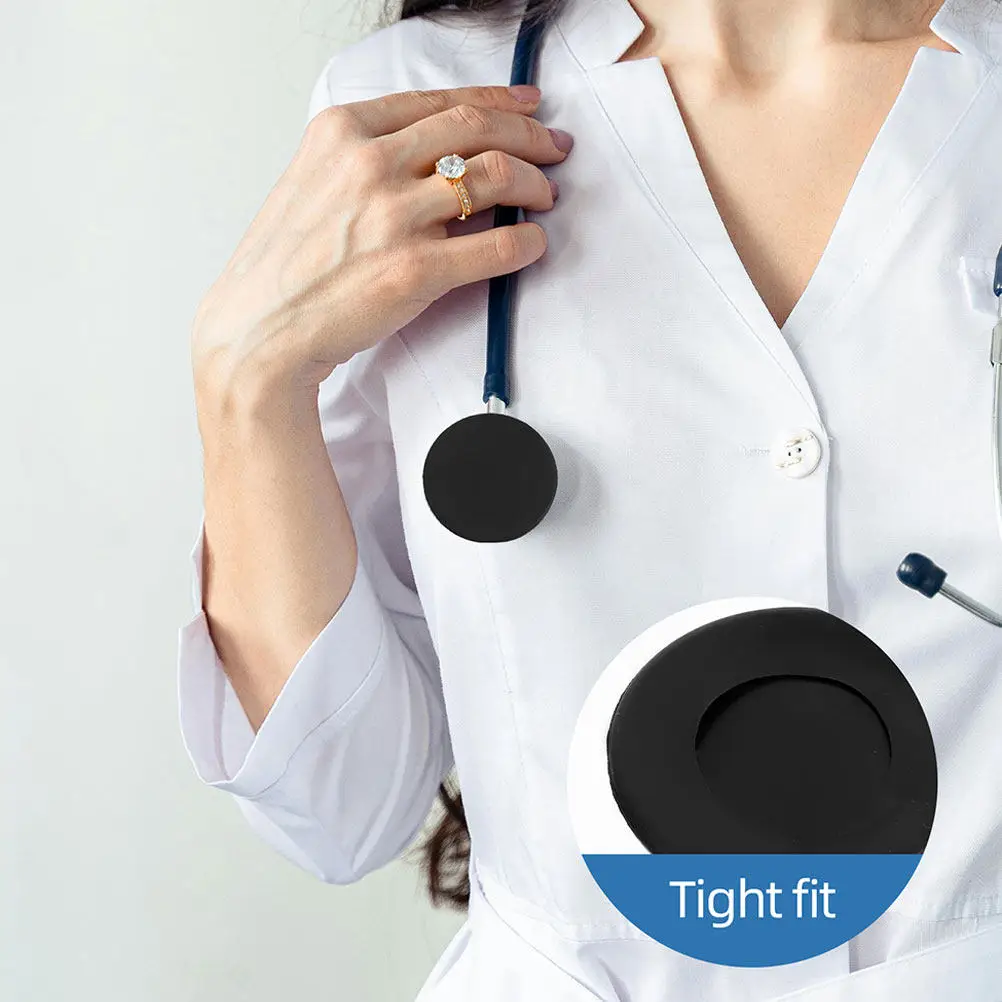 10Pcs Silicone Stethoscope Covers Black Protective Soft Head Cover Replacement Parts for Nurses Doctors Supplies
