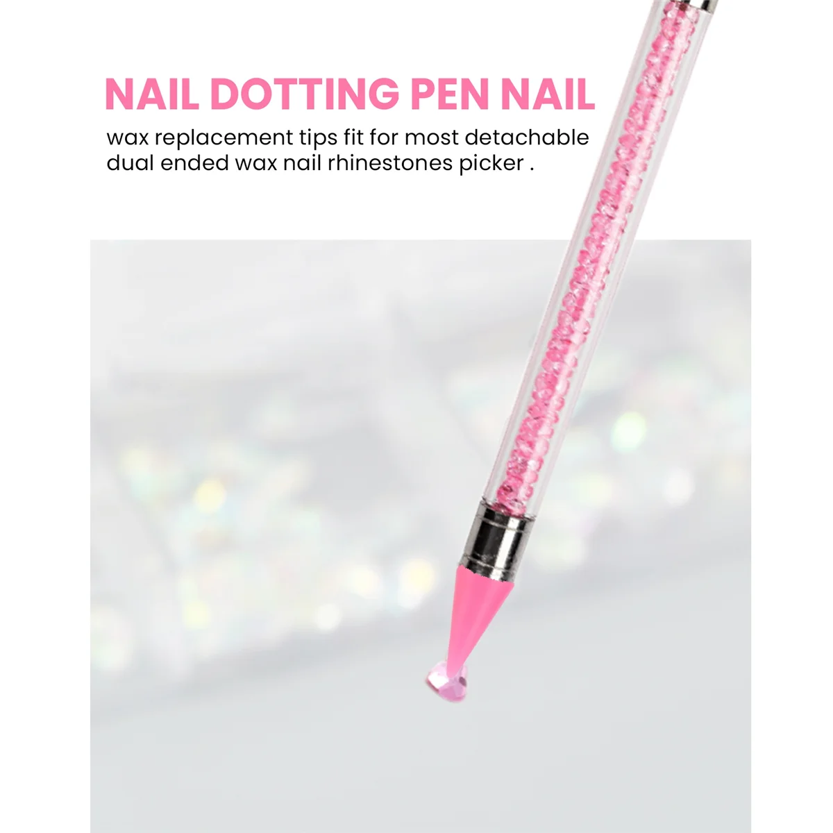 Substituição Cabeça Dicas para Nail Rhinestones, Pontilhando Pen, Nail Gem Jóias, 16 pcs