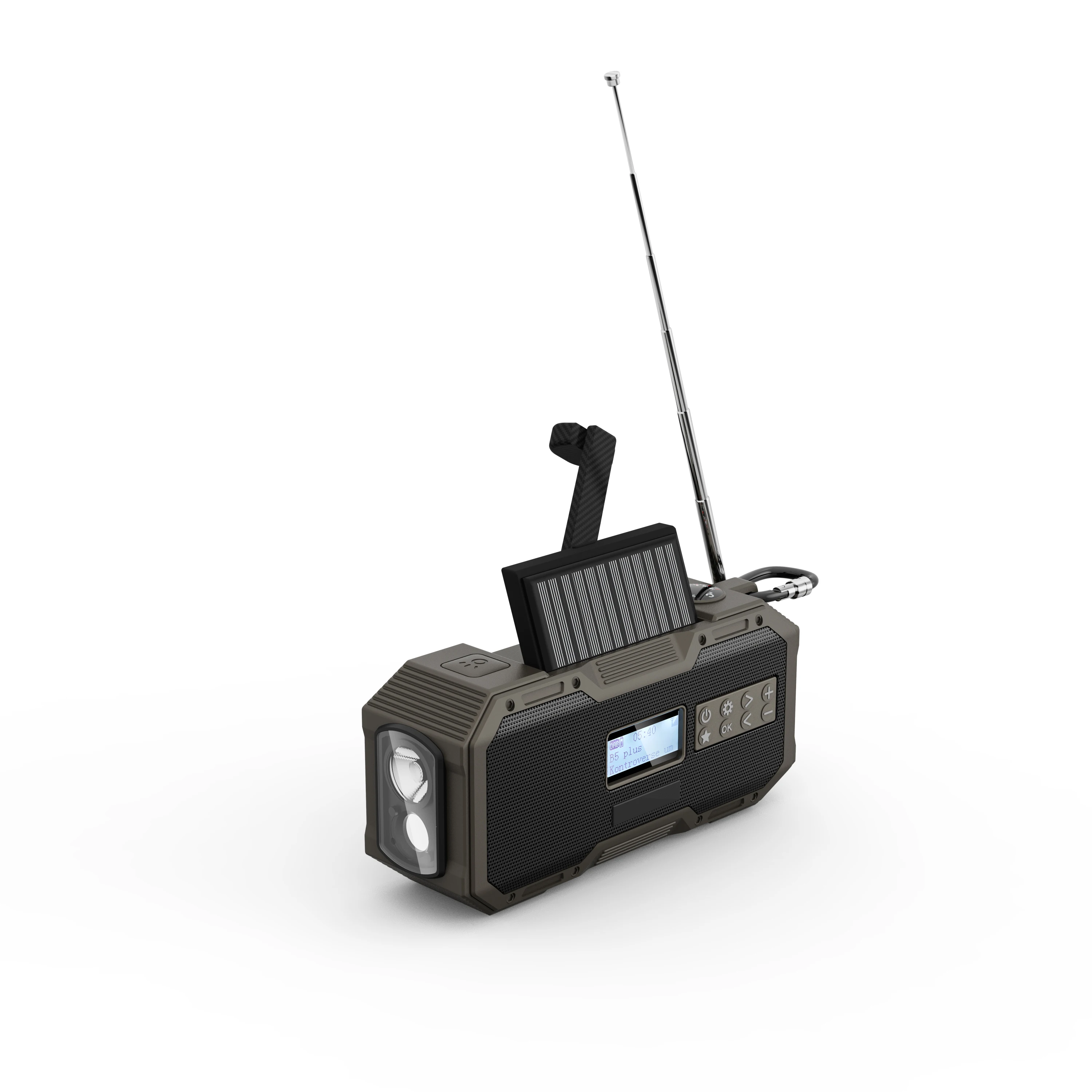 

5000mAh Portable Emergency Radio Plastic 3-in-1 AM FM Internet Radio Hand Crank Solar Power Flashlight for Bluetooth Speaker LED