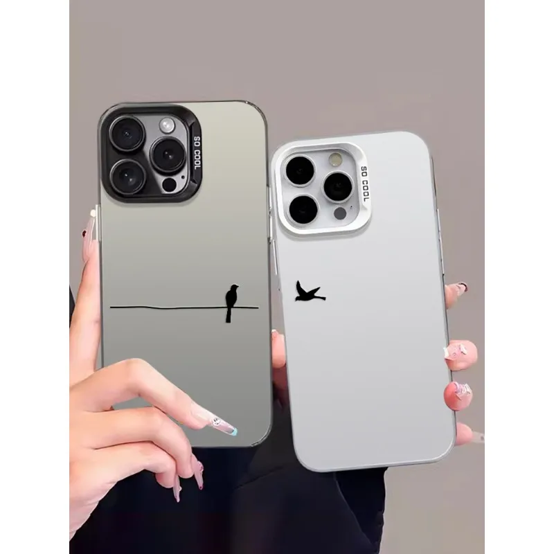 

Cartoon bird couple phone case for iPhone 17 16 15 14 13 12 11 Pro/ Max/Plus shock-proof rear cover anti-fingerprint