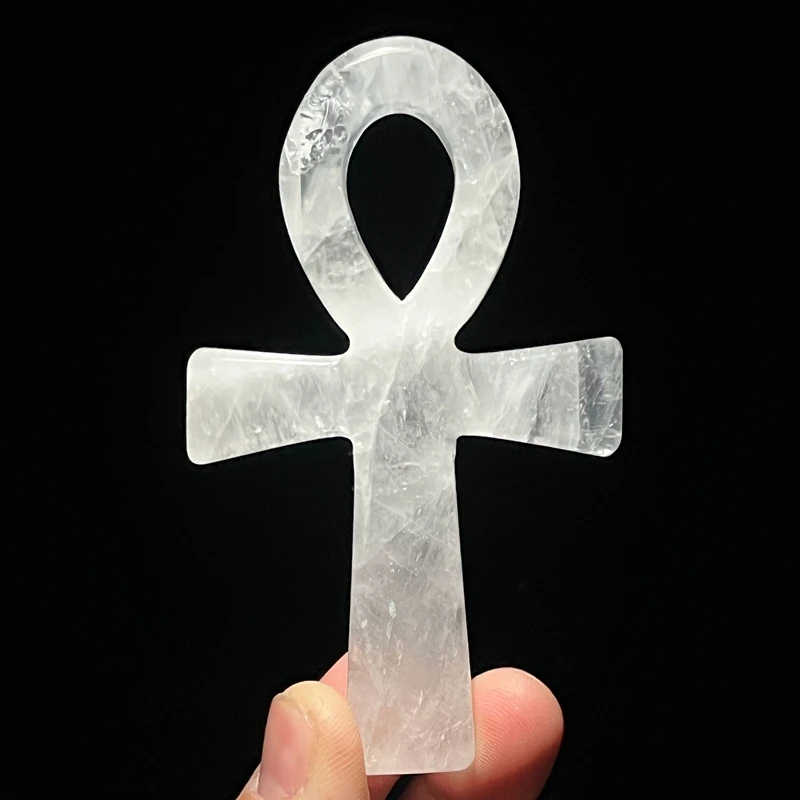 Natural Healing White Crystal Anka Cross Egyptian Ankh Life Symbol Hand Carved Craft Orgone Used for Meditation Stone