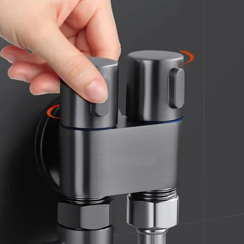 

G1/2 1 In Two Out Double Control Washing Machine Faucet Toilet Triangle Valve For Bathroom Toilet Washing Machine Faucets