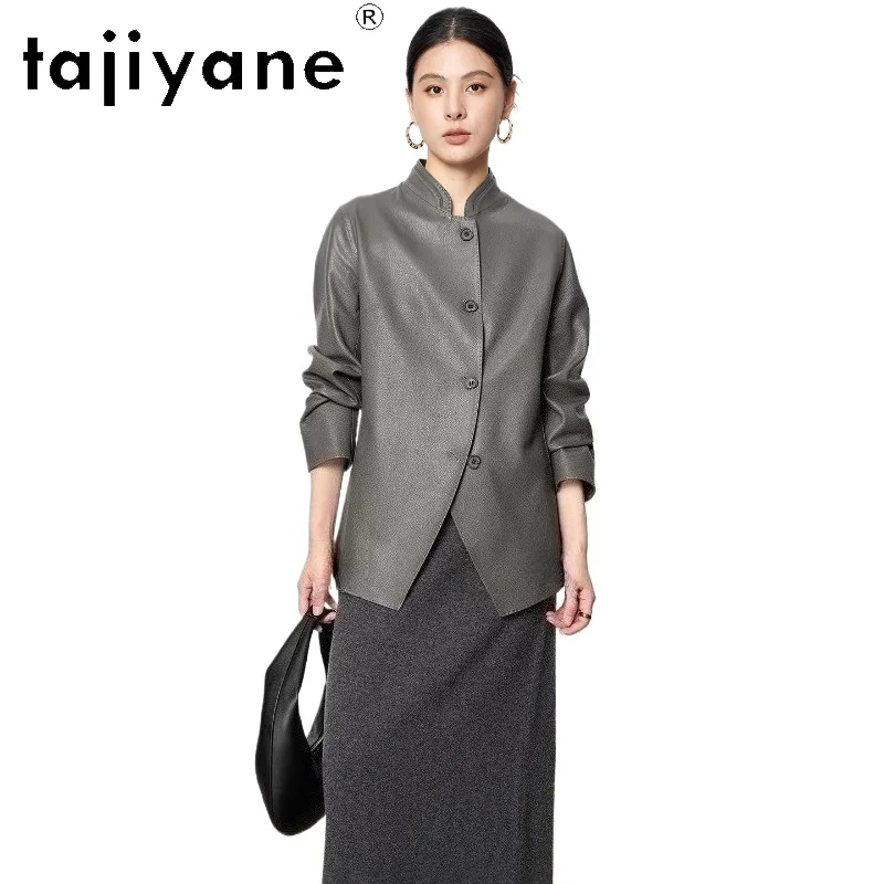 TAJIYANE Real Goatskin Jackets Short Deer Pattern Leather Coat Stand Collar Genuine Leather Jacket Woman 2025 Fall Clothes шуба