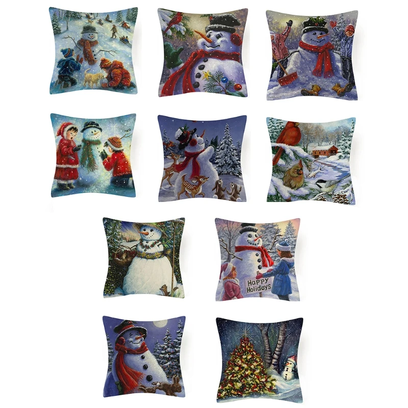 Christmas Pillow Covers Car Cushion Home Garden Xmas Holiday Party Decorative A0KC