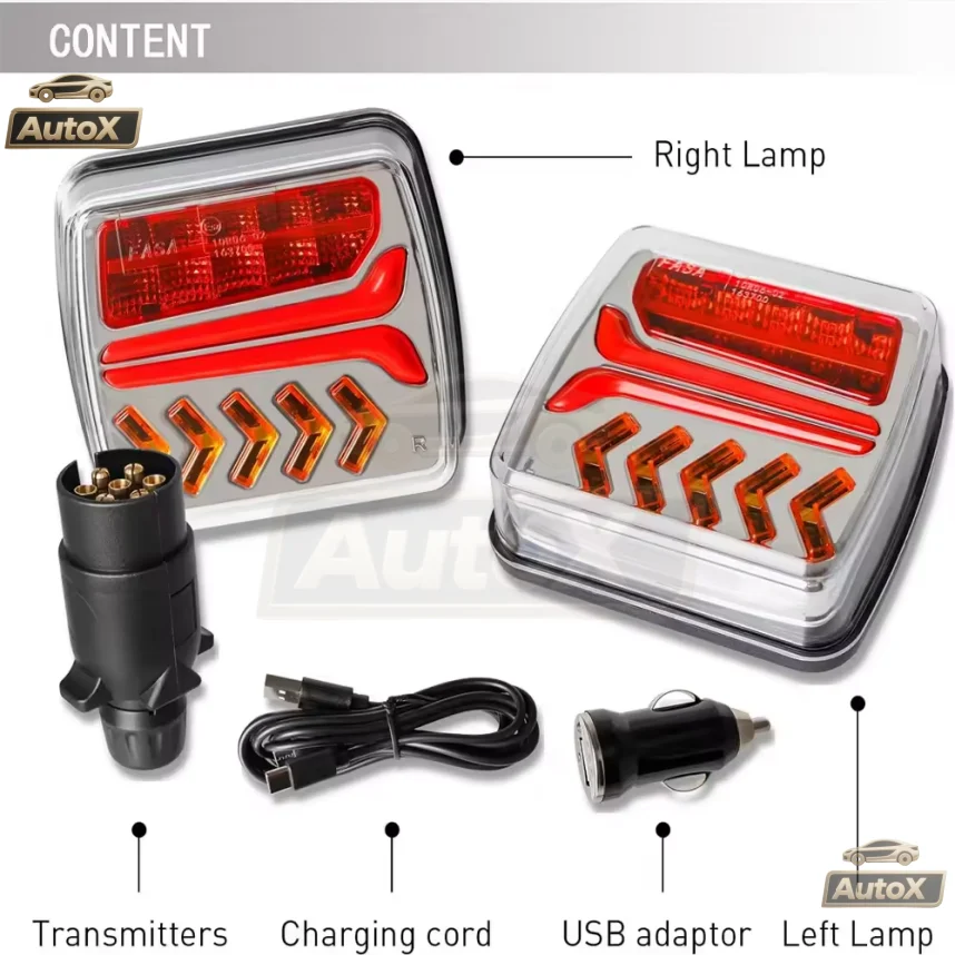 1 Set 12V 24V 30M Wireless Magnetic LED Tail Light Trailer Rear Light Signal Warning Brake Light RV Camper Lorry Truck