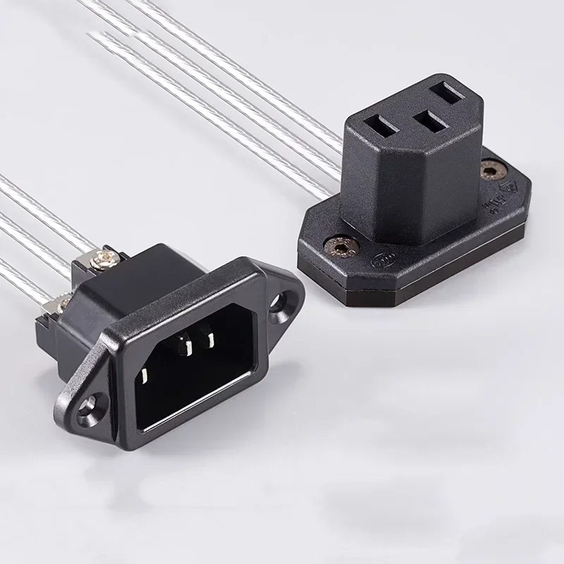 Power cord extension cable computer 90 degree elbow three hole ultra-thin male and female plug computer c13 to c14