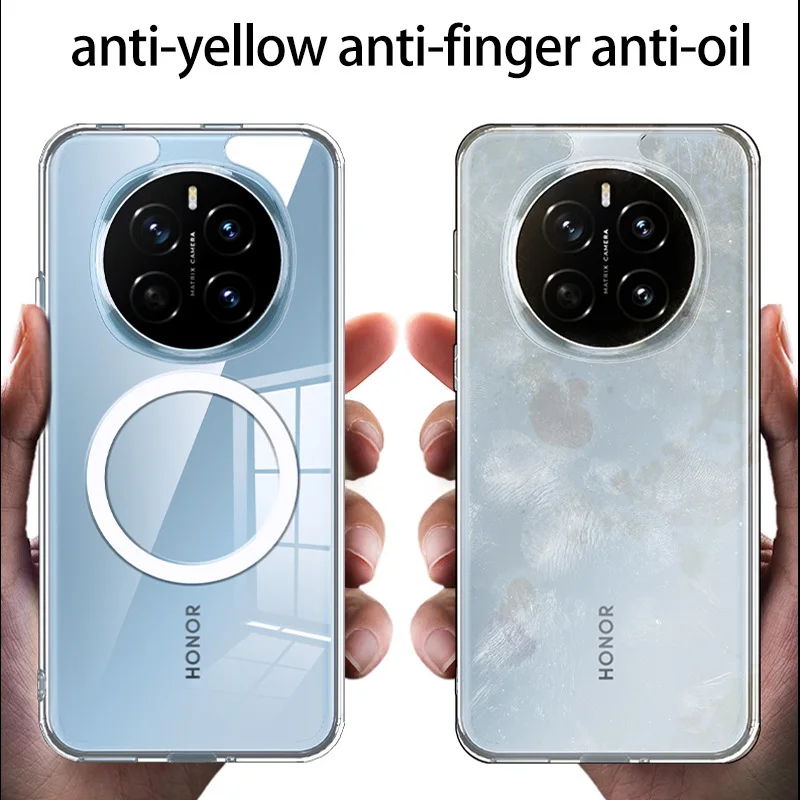 for Magsafe Magnetic Transparent Case for Honor X60 200 100 300 Magic 7 6 5 Pro Shockproof Bumper Wireless Charge Matte Cover