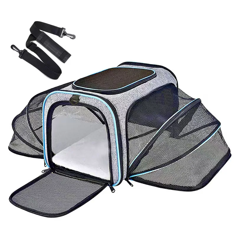 Large-sized cat bag for outdoor use, portable and expandable hand-held pet bag for small dogs