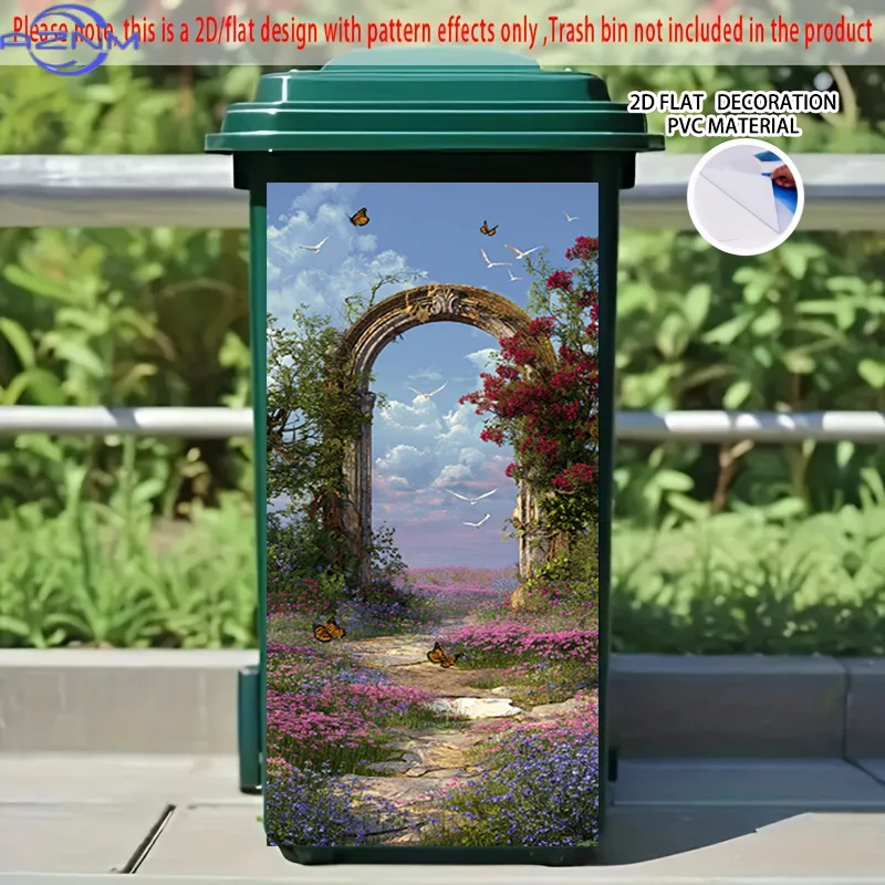 2D Flat Printing 1pc 2D Pattern Printed Kitchen Trash Can Sticker xcm 