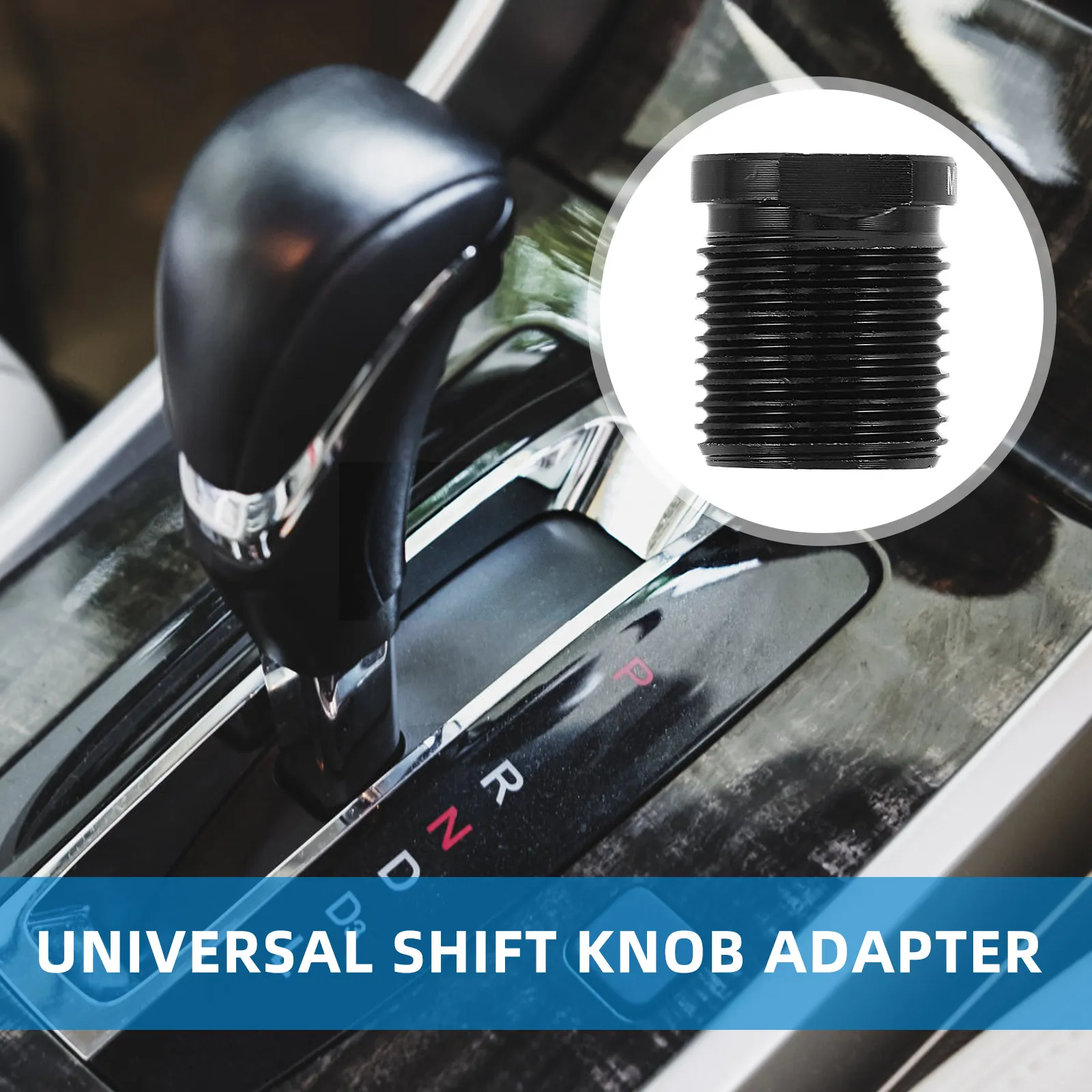 Universal Black M10 Gear Shifter Adapter Aluminum Alloy Threaded Connector for Manual Automatic Car Shift Knob Replacement