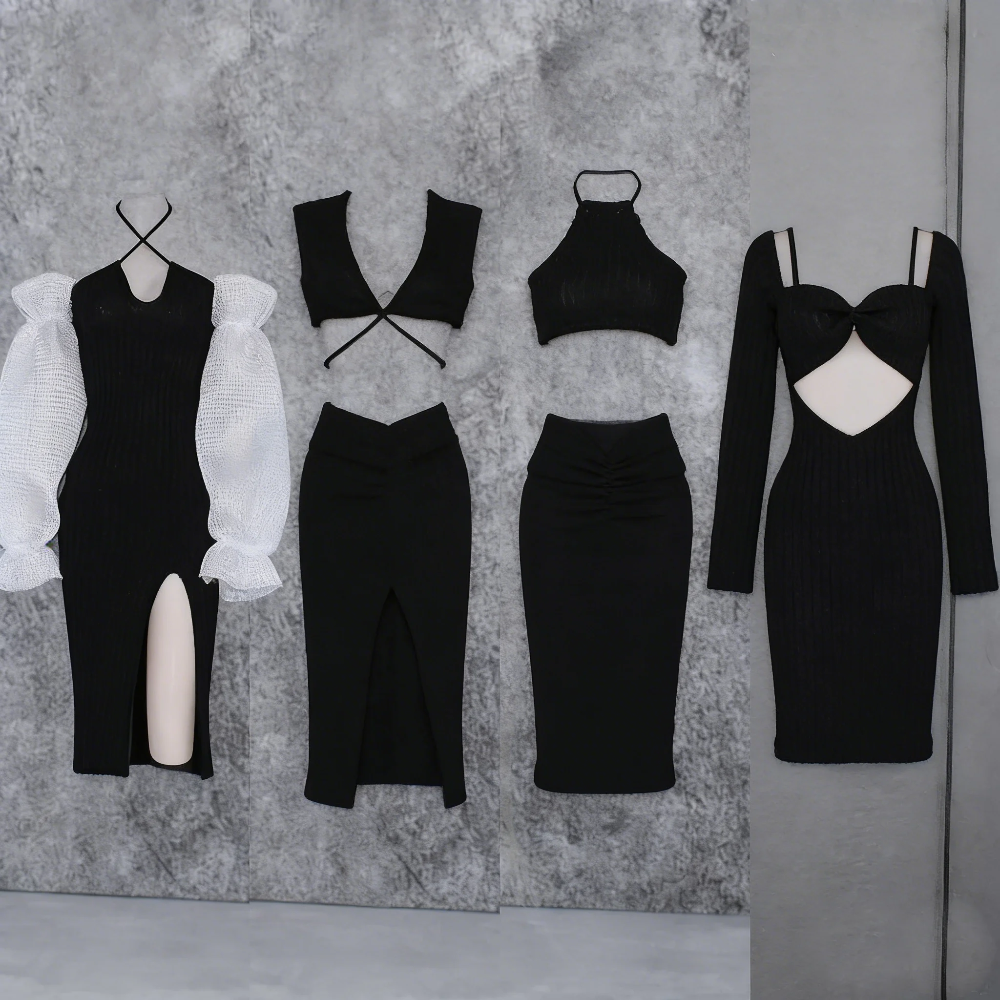 Black clothes set / knitting Slim top + skirt / 100% handmade doll clothing  fashion sexy outfit For 1/6 Xinyi FR ST bb Doll