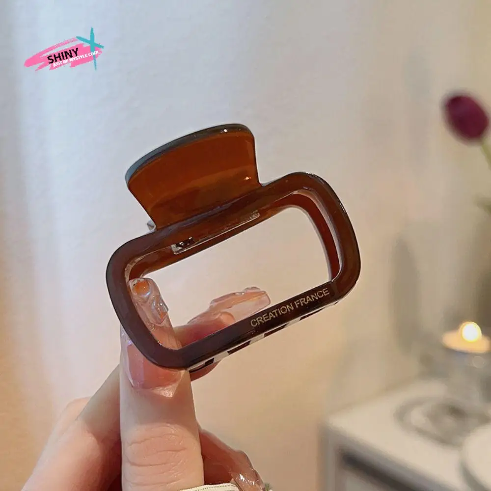 

Acetic Acid Mini Hair Claw Y2K Hair Grab Clip Acetate Hair Clips Hollow Out High Ponytail Clip Square Barrettes Girls