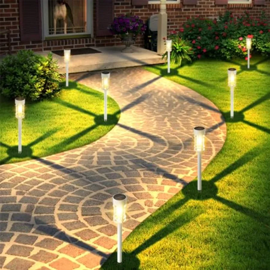 Solar Pathway Lights Outdoor Waterproof, 8 Pack LED Solar Garden Lights for Outside Decorations, Dusk to Dawn Solar Walkway Lig