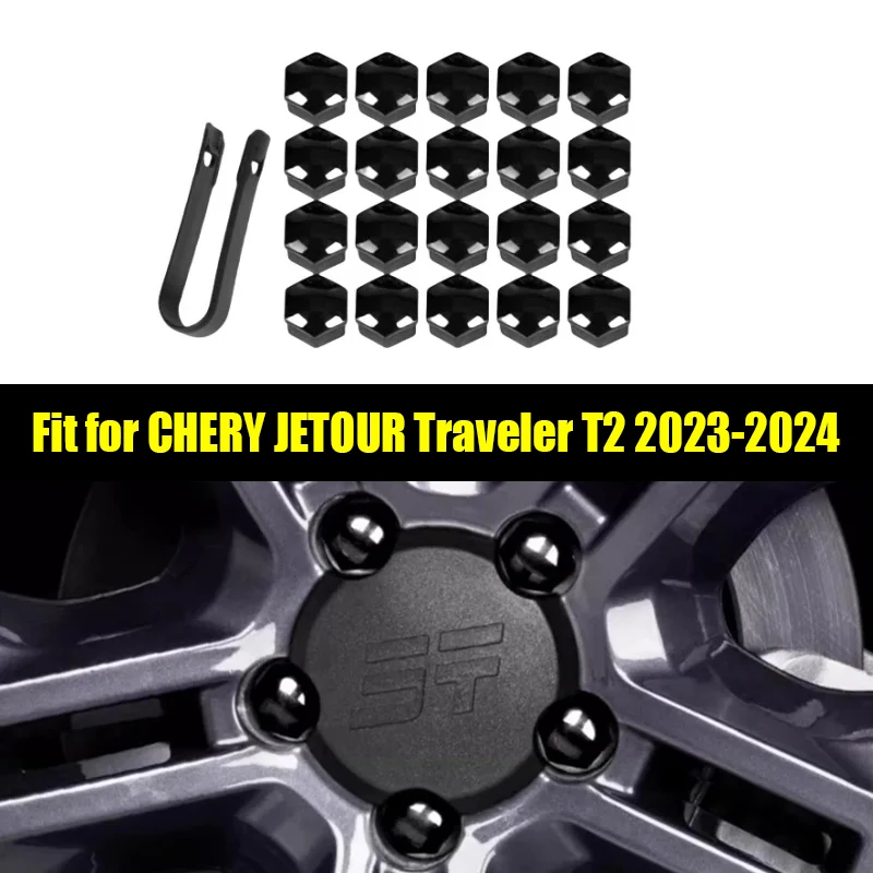 Car ABS Blackened Wheel Cover Suitable for Jetour Traveller T2 2023 2024 Stainless Steel Black Titanium Car Hub Cap Patch Parts