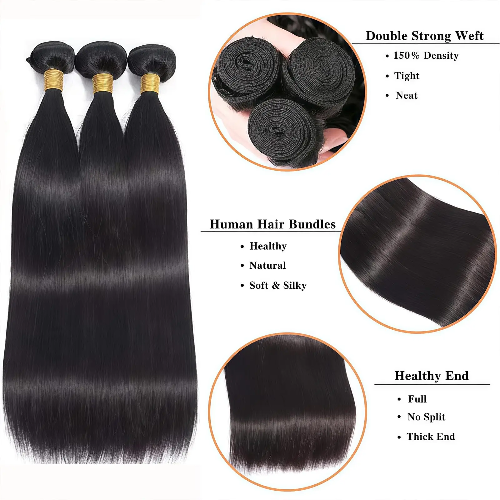 30 40 بوصة العظام مستقيم 100% نسج على شكل شعر إنسان حزم وصلات شعر خام البرازيلي الطبيعي الأسود 3 4 عروض الحزمة غير المجهزة #3