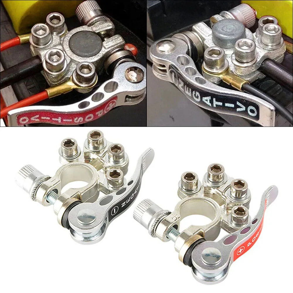 

1 Pair 12V/24V Copper Auto Battery Terminal Connector Kit - Quick Release Wire Cable Clamp Adapter for Car UTV Tractor