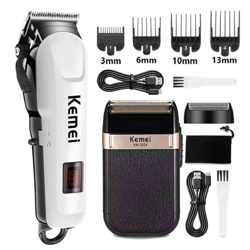 Kemei Hair Clipper Km-809A Km-2299 Km-2024 UBS Rechargeable Cordless Beard Trimmer Powerful Electric Hair Clippers for Men