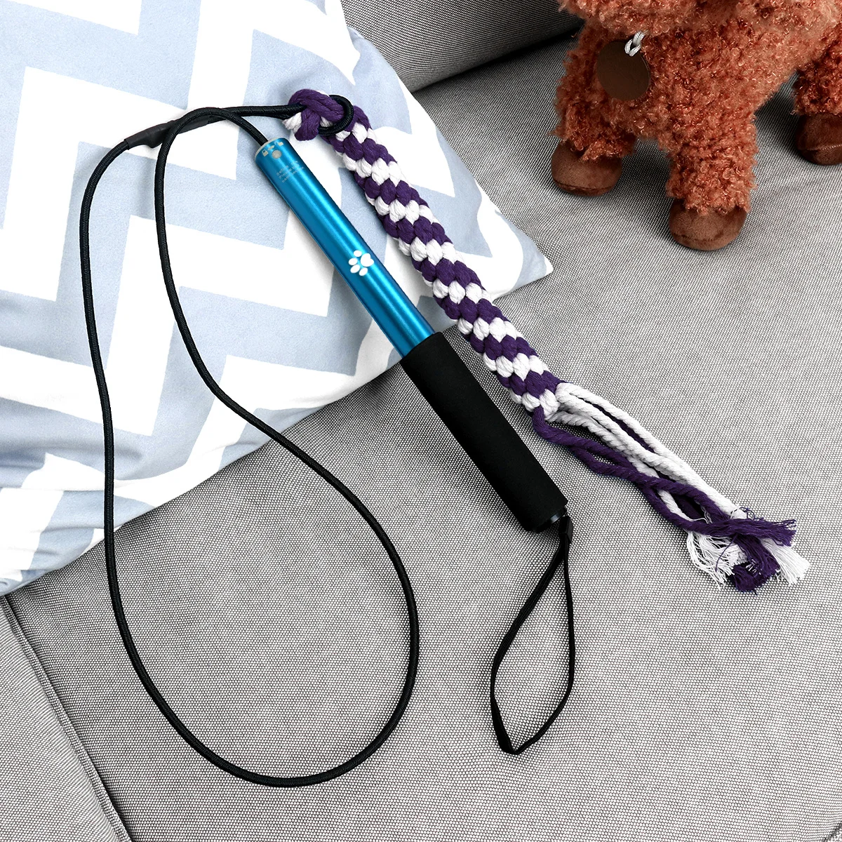 

Extendable Flirt Pole Blue Dog Teaser Interactive Puppy Chasing Tail Exerciser Pet Training Tool For Small Medium Large