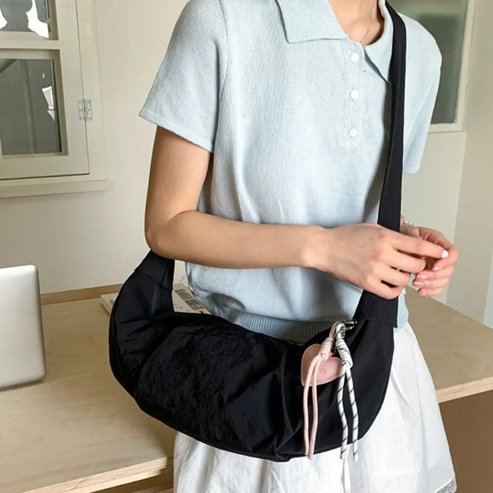 

Large Capacity Nylon Dumpling Bag Japanese Style Solid Color Casual Crossbody Bag Leisure Purse Sports Shoulder Bag Outdoor