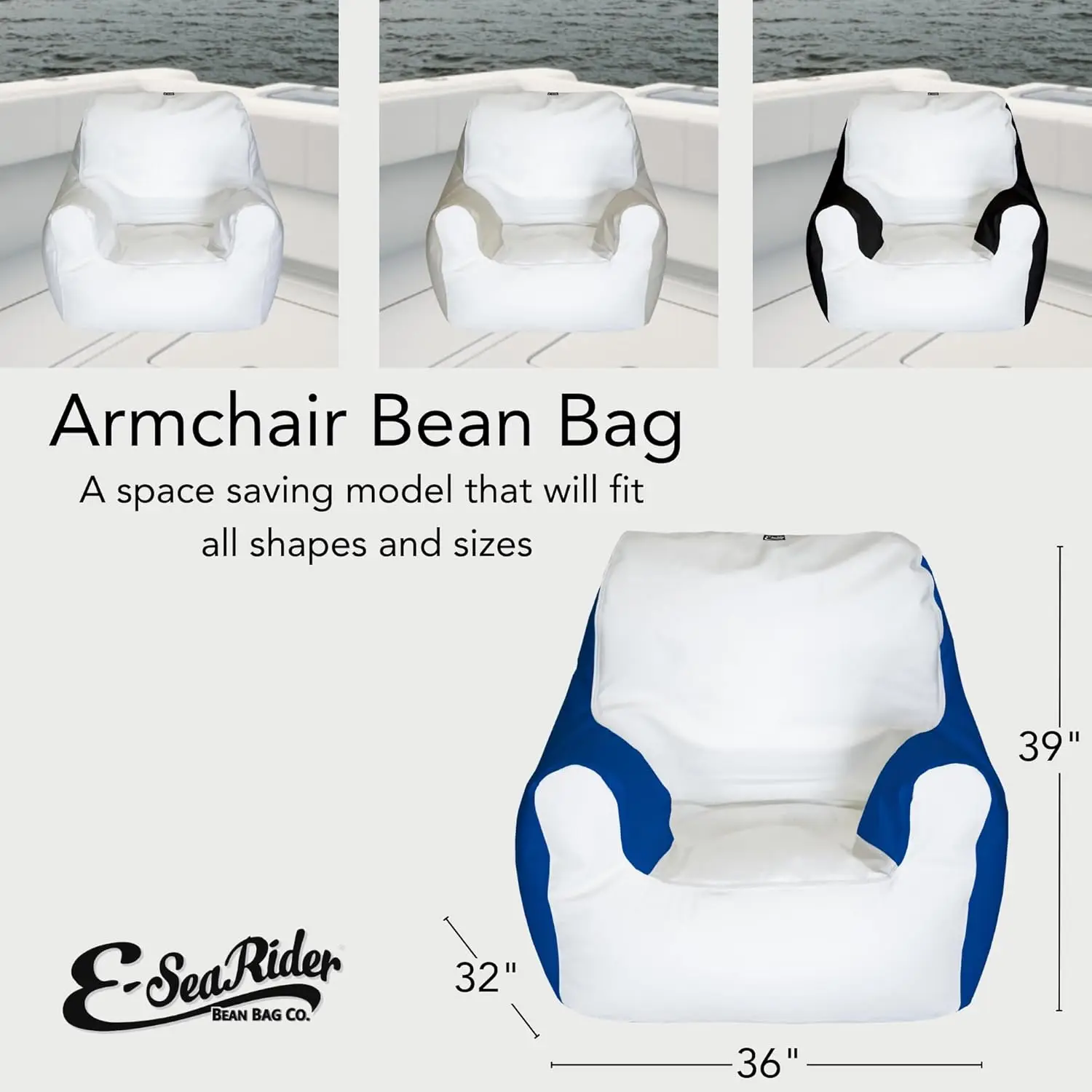 Fauteuil Marine Beanbag, Medium, Multi (Blanc/Marine)