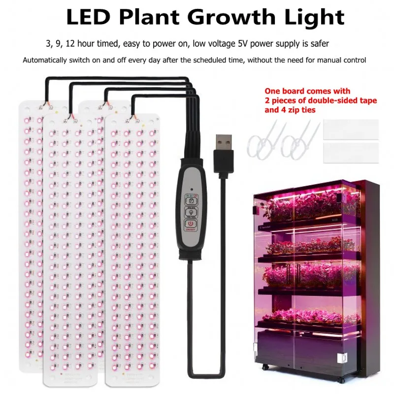 

LED Panel Grow Light 5V Led Growth Lamp Full Spectrum Ultra-thin Board Dimmable Timer Cabinet Growing Lamp for Indoor Plants