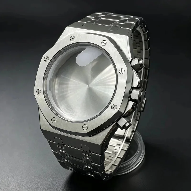 42mm Octagonal Steel Watch Case 3 Hands Transparent Back Sapphire CrystalMod Parts WR for 8215 NH35 2824 6 Hands for VK63