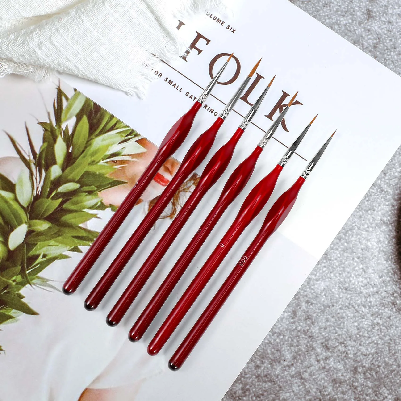 Pennelli per pittura Fine da 6 pezzi-Set di pennelli per dettagli-per acrilico, acquerello, olio