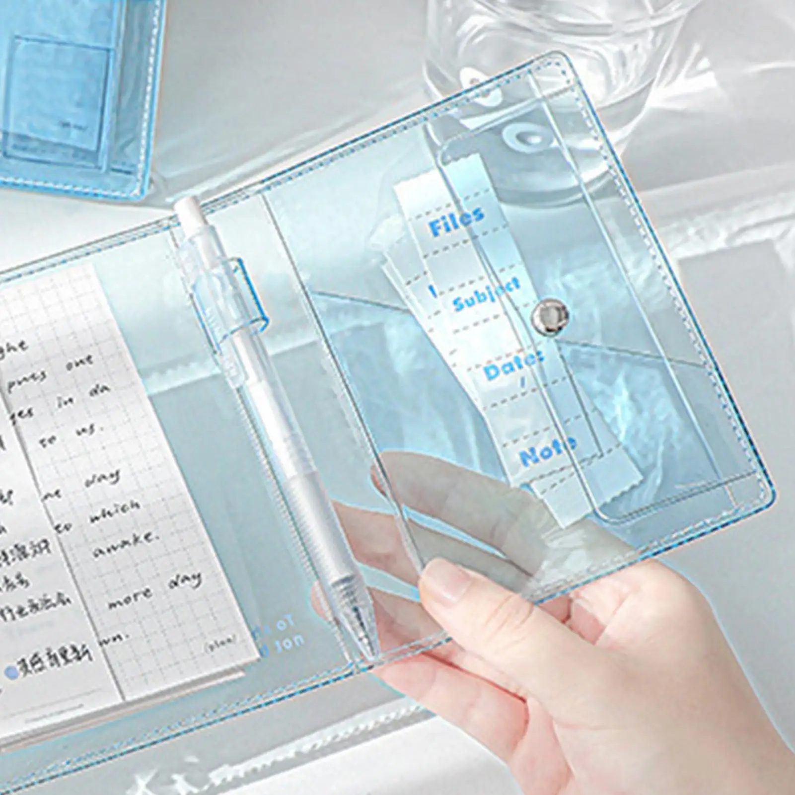 A7 Transparentes PVC Nachfüllbares Notizbuch Tragbares Loseblatt-Notizbuch im Ins-Stil Dreifach Gefaltetes Akkordeon-Journal Ästhetisches Taschenplaner