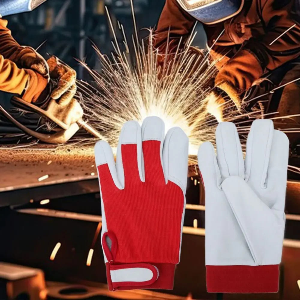 Guantes de soldadura de cuero, herramienta de Color aleatorio, guante protector resistente al desgaste, suministros de soldador, trabajo cómodo, guantes seguros para el lugar de trabajo