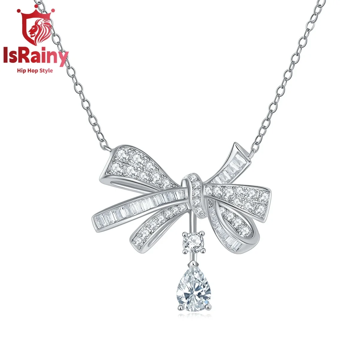 

IsRainy Hip Hop Rock 100% 925 Sterling Silver Sparkling GRA Moissanite Diamond Pendant Necklaces Fine Jewelry for Women Men Gift