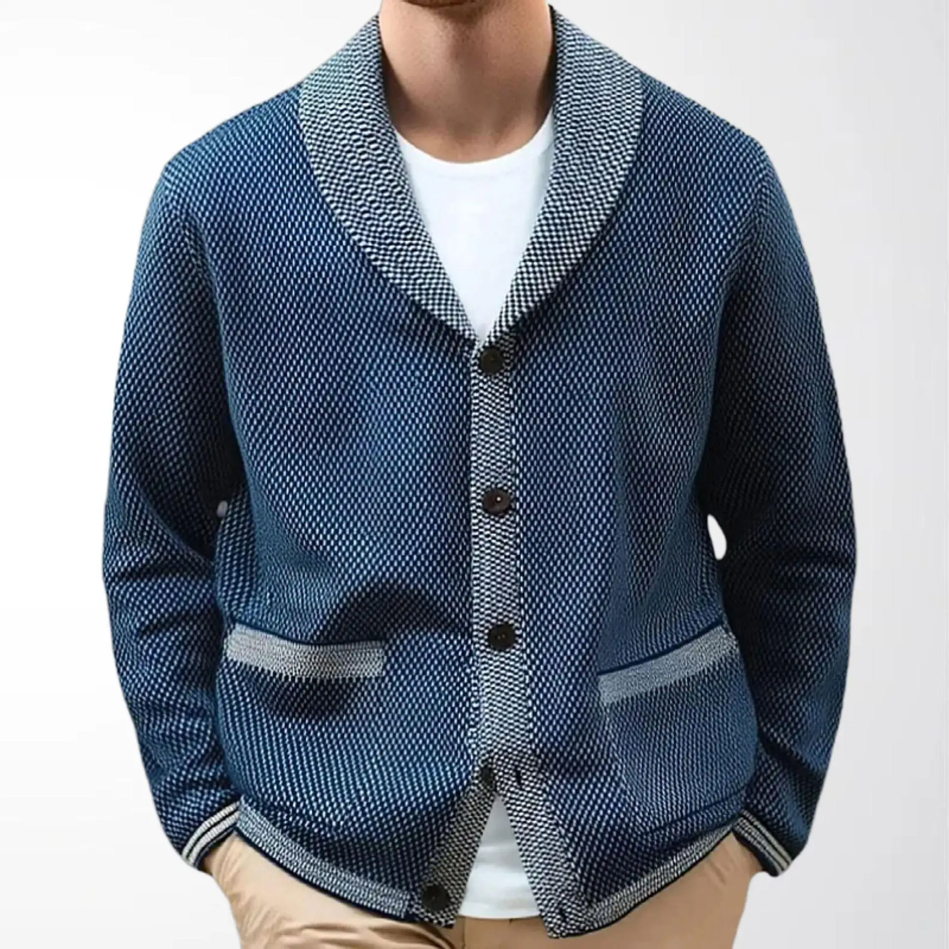 

Мужской вязаный свитер-куртка с объемной нашивкой, уличный повседневный стиль, теплая внутренняя одежда, зимнее пальто с цветочным узором