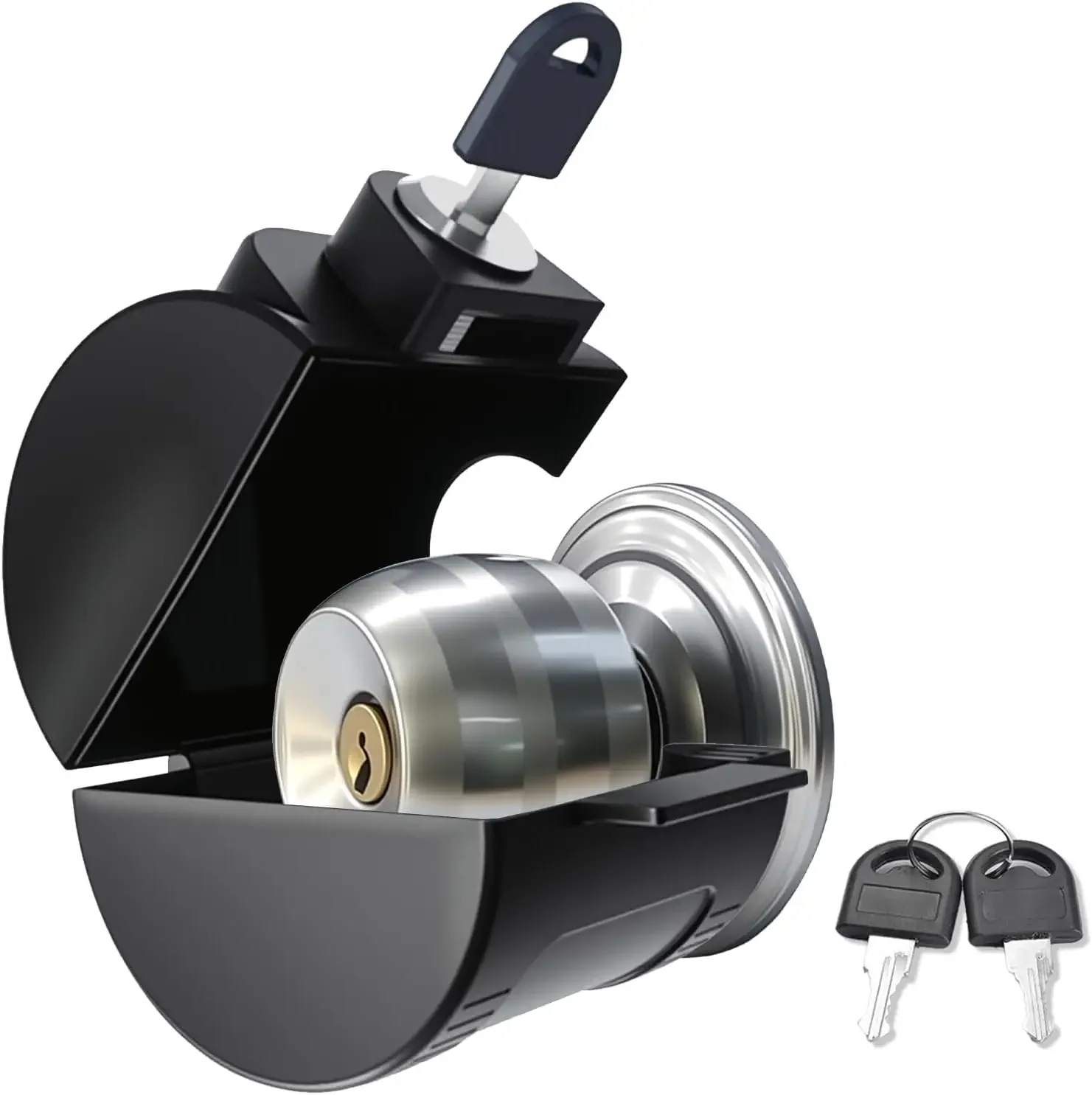 

Child Proof Door Knob Cover Lock – Keyed Alike, Black, for Home Security