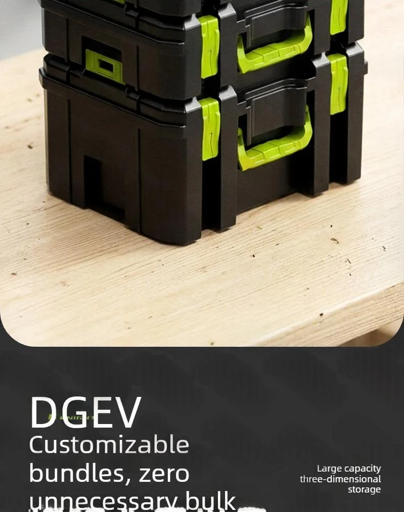 DGEV Multifunktionaler Stapelbarer Werkzeugkasten-Set mit Großer Kapazität, Große Verbreiterte Aufbewahrungsbox für Hardware – Detail 3