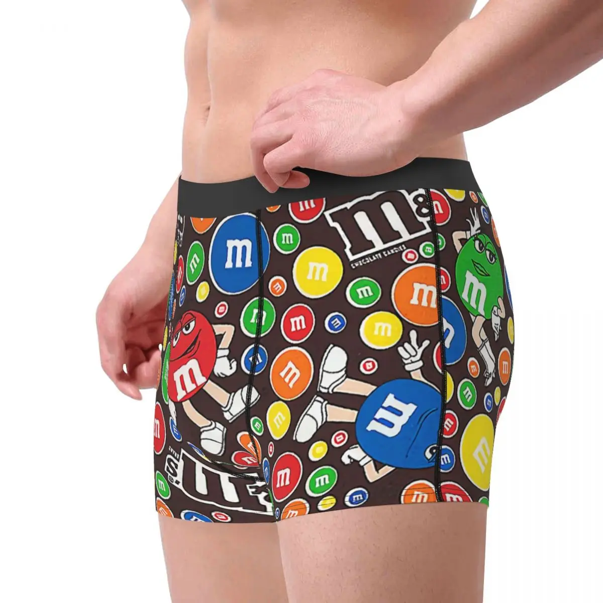 Custom Funny M&M\'s Chocolate Collage Underwear Men Stretch Boxer Briefs Shorts Panties Soft Underpants For Male