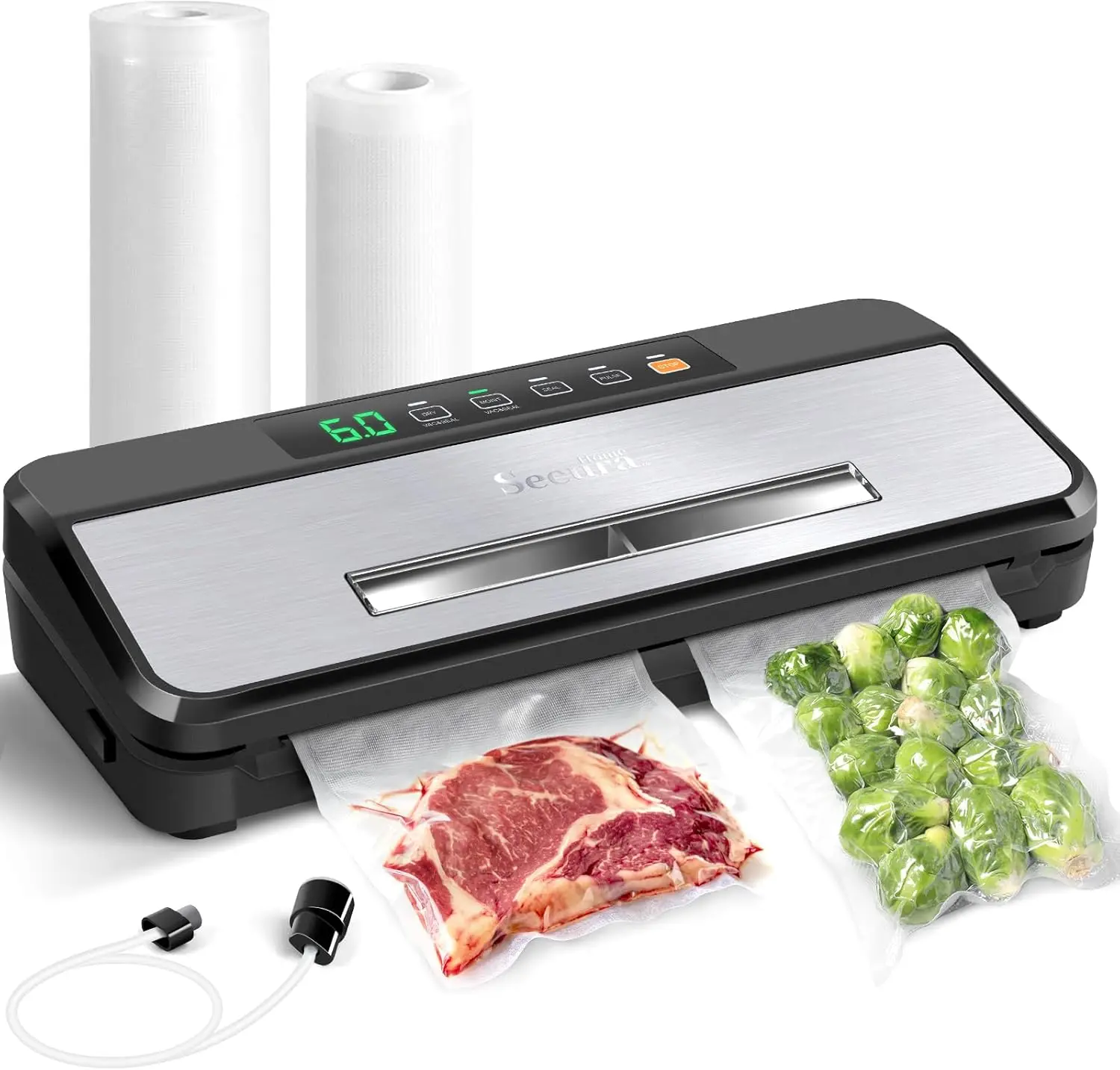 

Vacuum Sealer Machine with Visual Window, 7-in-1 Food Storage Saver, Built-in Cutter & Bag Storage