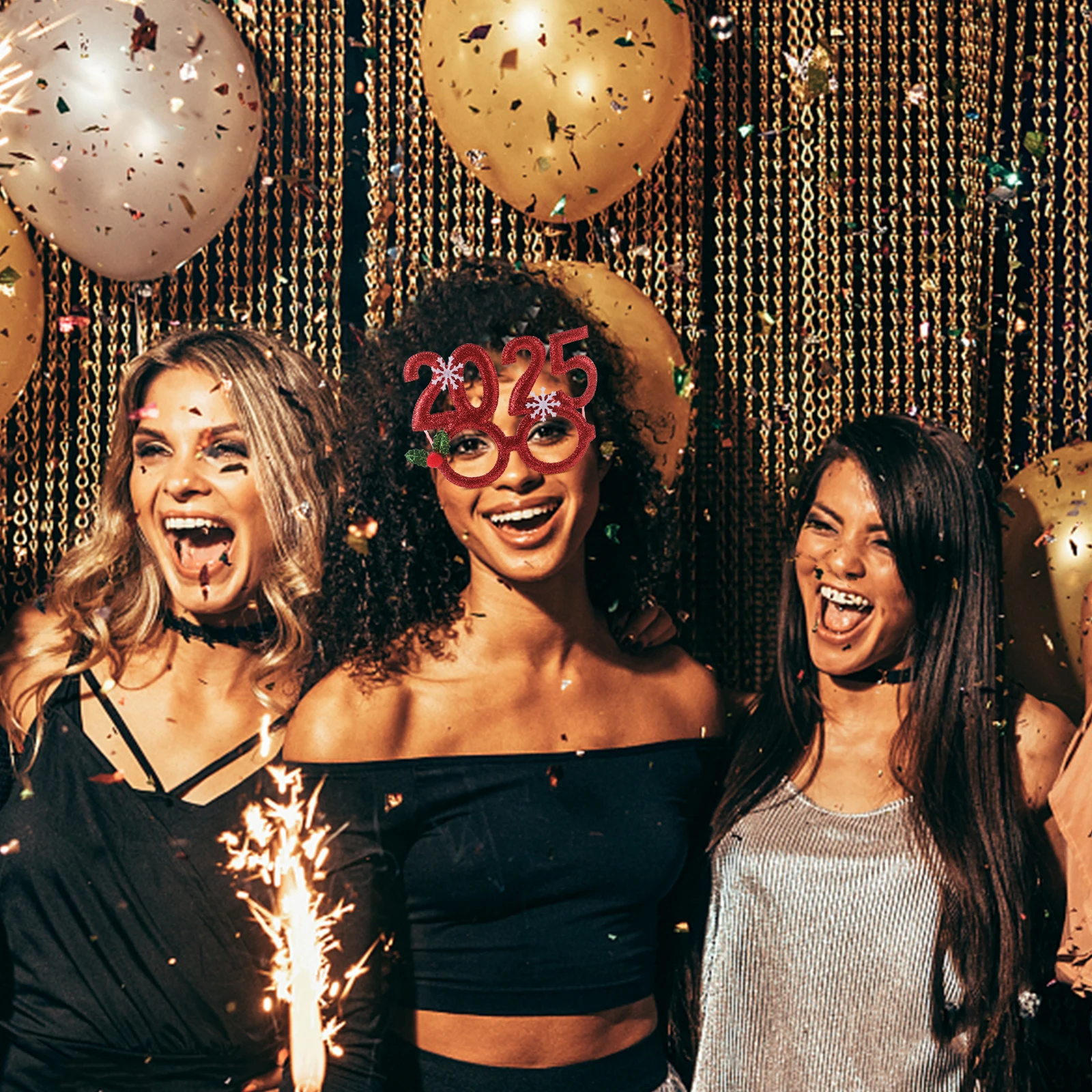 

2025 Digital Glasses Has New Years Eve Accessories Frame Props Year's Day Photo Party Plastics and Resins Man Eyeglasses