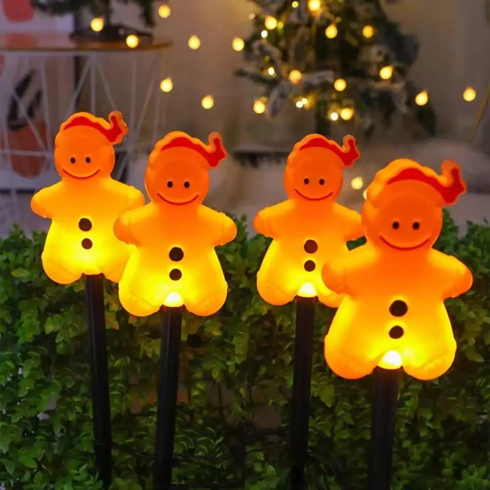 عيد الميلاد الأرض المكونات في أضواء الزنجبيل رجل سانتا كلوز في الهواء الطلق المنزل فناء الحديقة الديكور الشمسية الطابق المقبس أضواء الحديقة #2